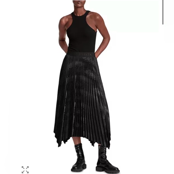 ALLSAINTSPhia Pleated Snake Print Skirt